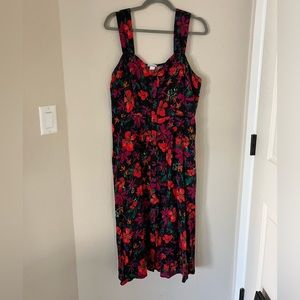 Ava & Viv Black Floral Button Front Sundress XXL